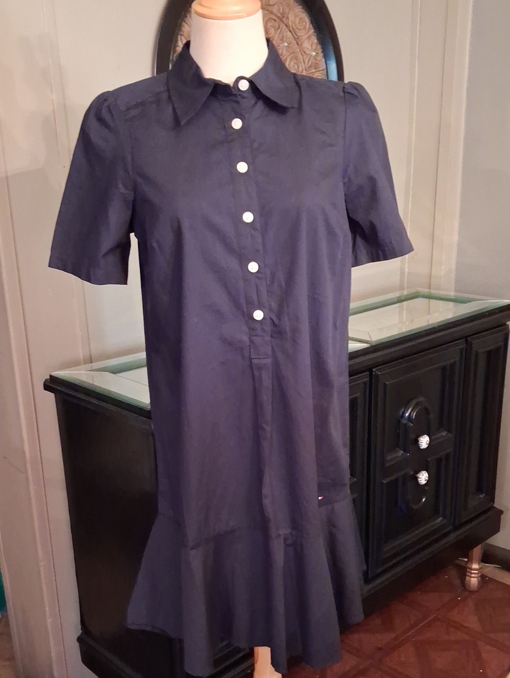 Tommy Hilfiger Navy Button-Front Shirt Dress